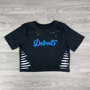 Black/Blue Detroit Fan crop top, One Pride Outfit, Custom cut Clothes/Shirt